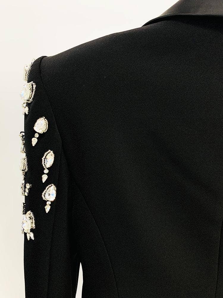 Jade Black Rhinestone Mini Blazer Dress